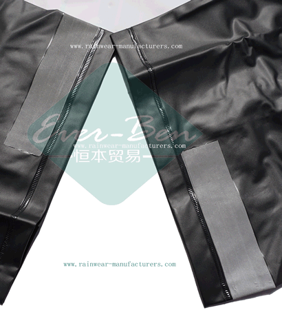 Black PVC waterproof rain pants reflective legs